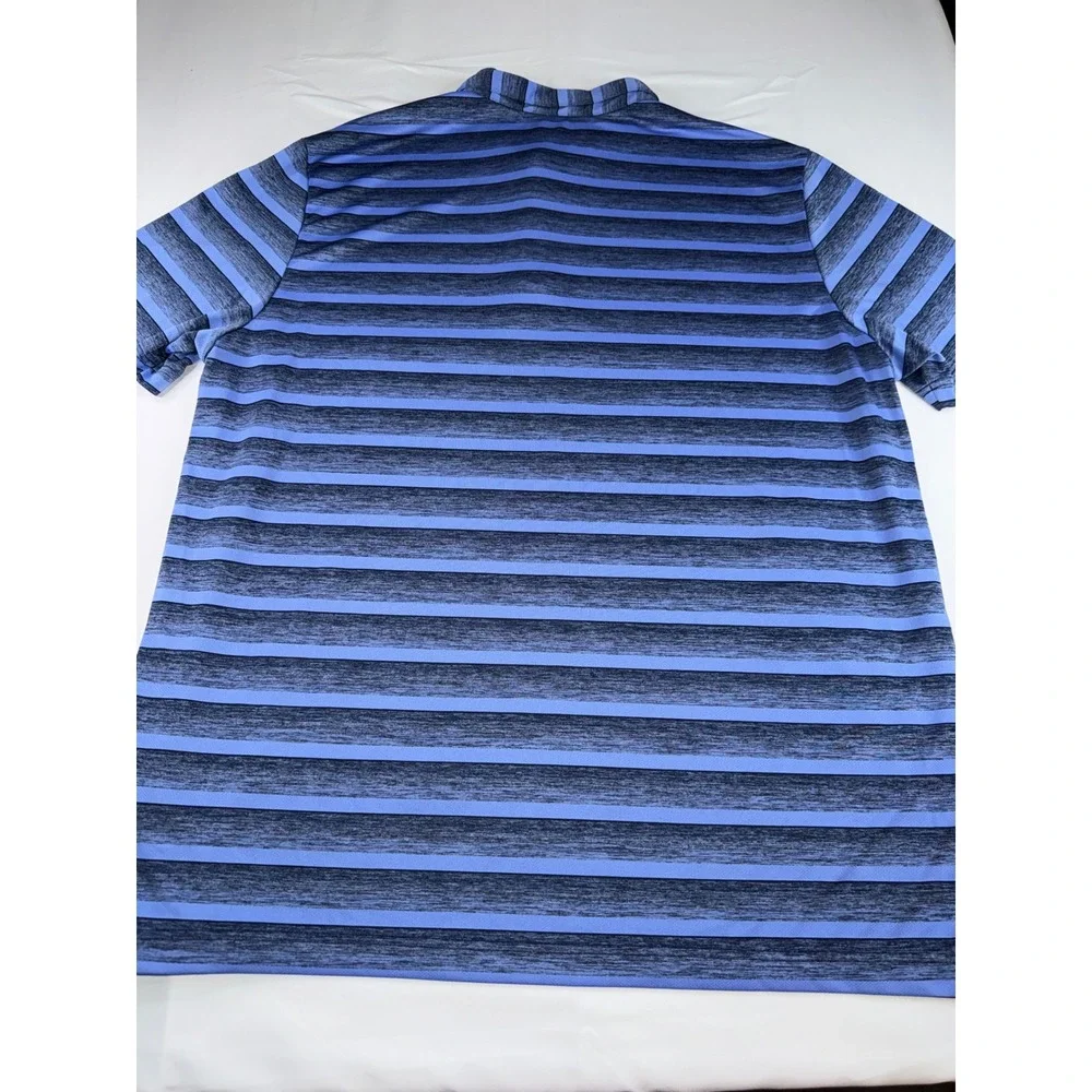 Adidas Mens Blue Heathered Striped Short Sleeve Golf Polo Shirt XXL